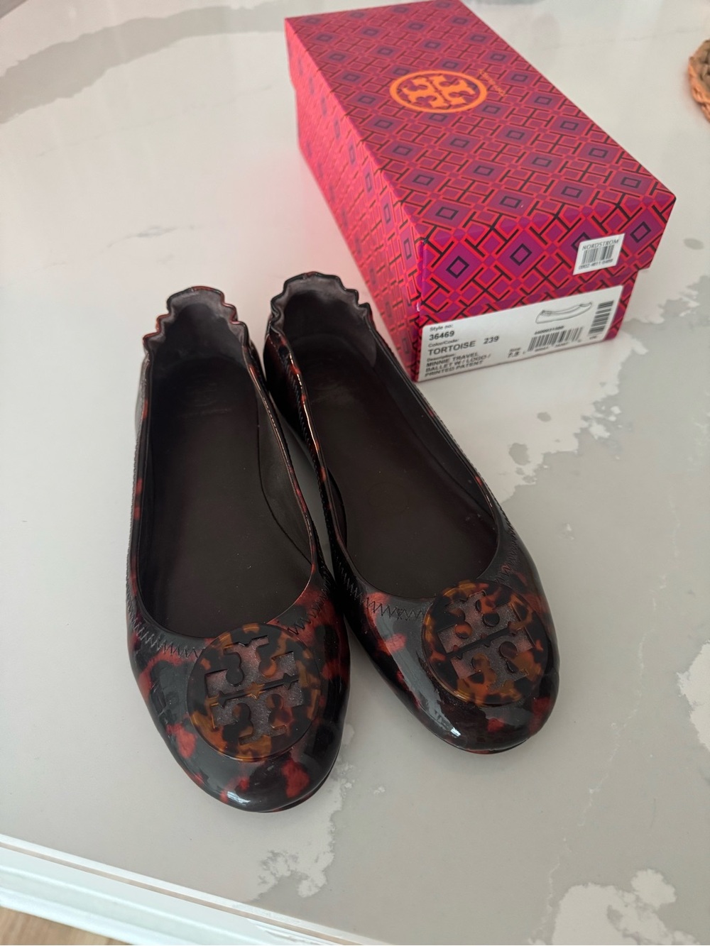 Tory Burch Tortoise Minnie Travel Ballet Flat | Size 7.5